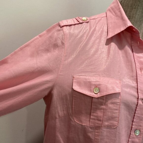 Allison Daley Pink Button Down Shirt size 10 - Picture 7 of 16